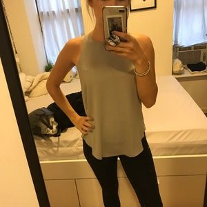 light grey flowy tank with zipper back detail